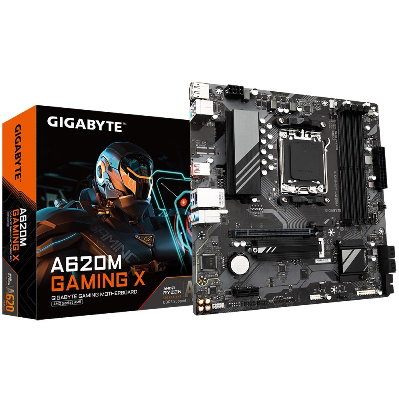 GIGABYTE A620M GAMING X Motherboard - Supports AMD Ryzen 8000 CPUs, 8+2+1 Phases Digital VRM, up to 8000MHz DDR5 (OC), 1xPCIe 4.0 M.2, GbE LAN, USB 3.2 Gen 2 GIGABYTE A620M GAMING X Motherboard - Supports AMD Ryzen 8000 CPUs, 8+2+1 Phases Digital VRM, up to 8000MHz DDR5 (OC), 1xPCIe 4.0 M.2, GbE LAN, USB 3.2 Gen 2