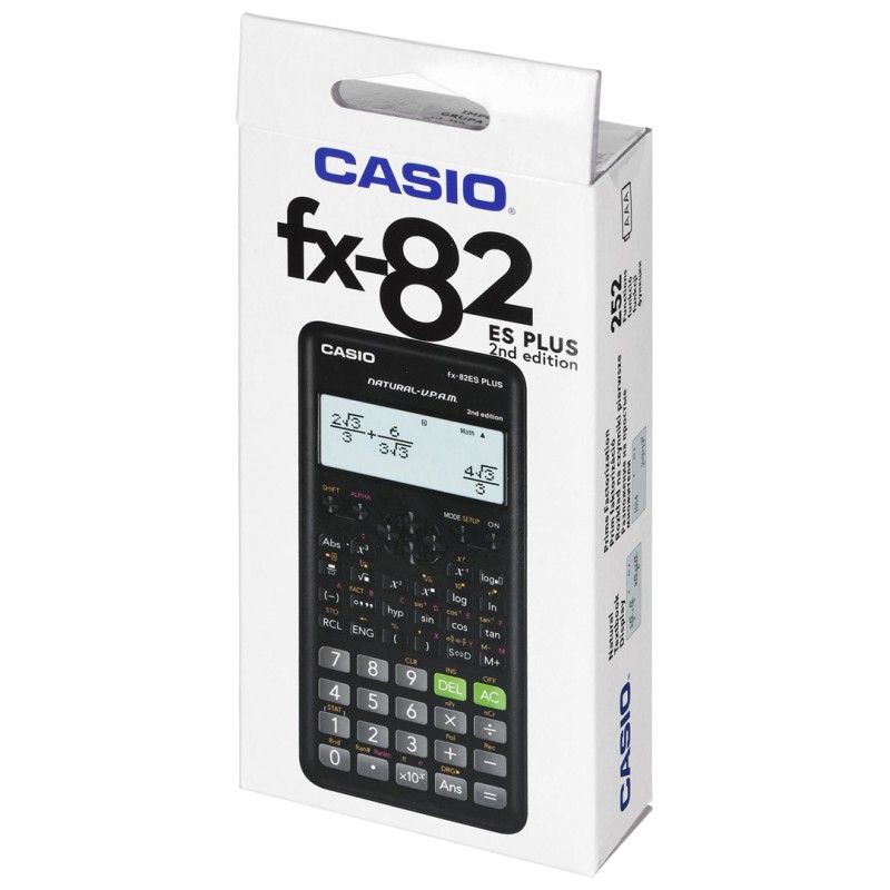 CASIO FX-82ESPLUS-2 CALCULATOR SCIENTIFIC, 252 FUNCTIONS, 77X162MM, BLACK, BOX CASIO FX-82ESPLUS-2 CALCULATOR SCIENTIFIC, 252 FUNCTIONS, 77X162MM, BLACK, BOX
