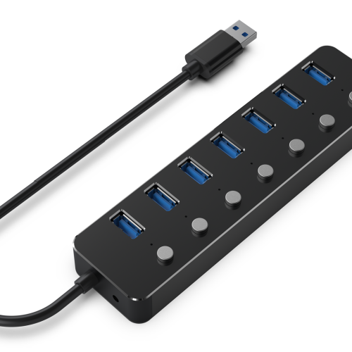 Gembird UHB-U3P7P-01  7-port USB 3.1 (Gen 1) hub with switches, black