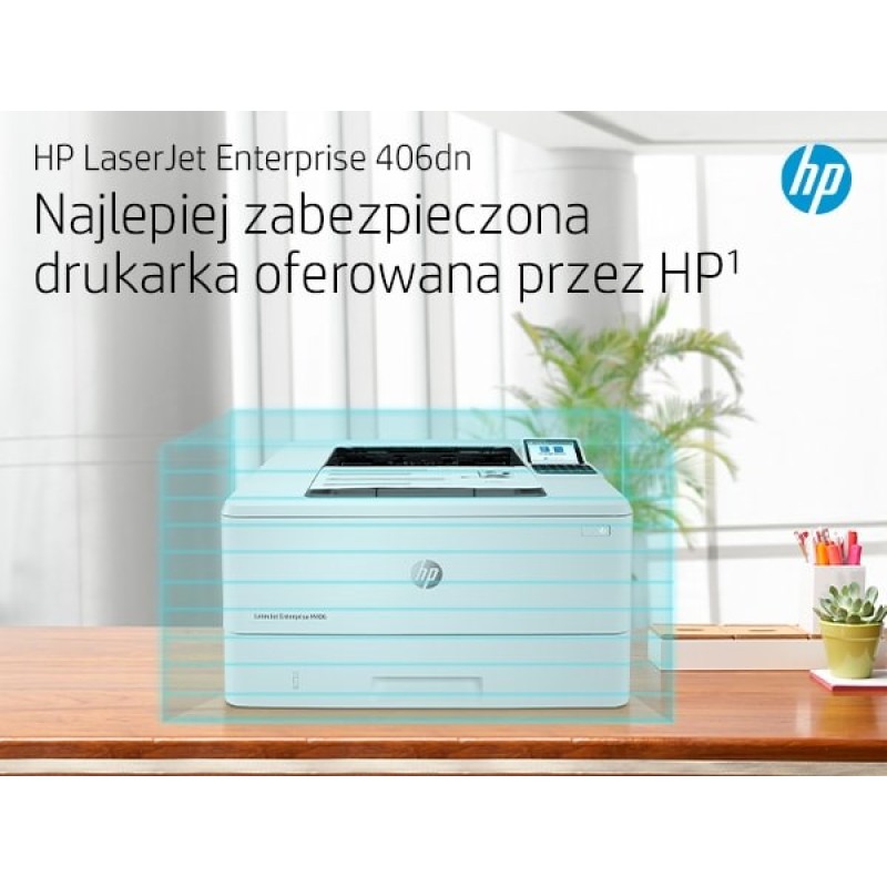 HP LaserJet Enterprise M406dn, Black and white, Printer for Business, Print, Compact Size; Strong Security; Two-sided printing; Energy Efficient; Front-facing USB printing HP LaserJet Enterprise M406dn, Black and white, Printer for Business, Print, Compact Size; Strong Security; Two-sided printing; Energy Efficient; Front-facing USB printing