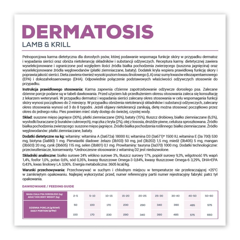 VET EXPERT Veterinary Diet Dermatosis Dog Lamb & Krill - dry dog food - 2 kg VET EXPERT Veterinary Diet Dermatosis Dog Lamb & Krill - dry dog food - 2 kg