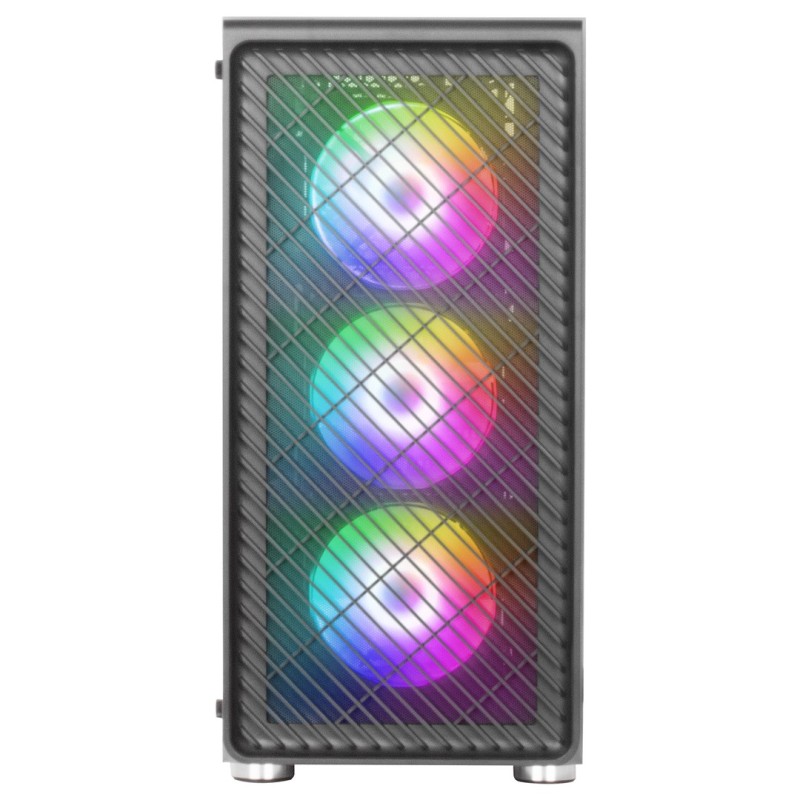 Mars Gaming MC-F Black, ATX Gaming Semitower, Full Tempered Glass Window, Metal-Mesh Front, 4x 120mm ARGB Fans
