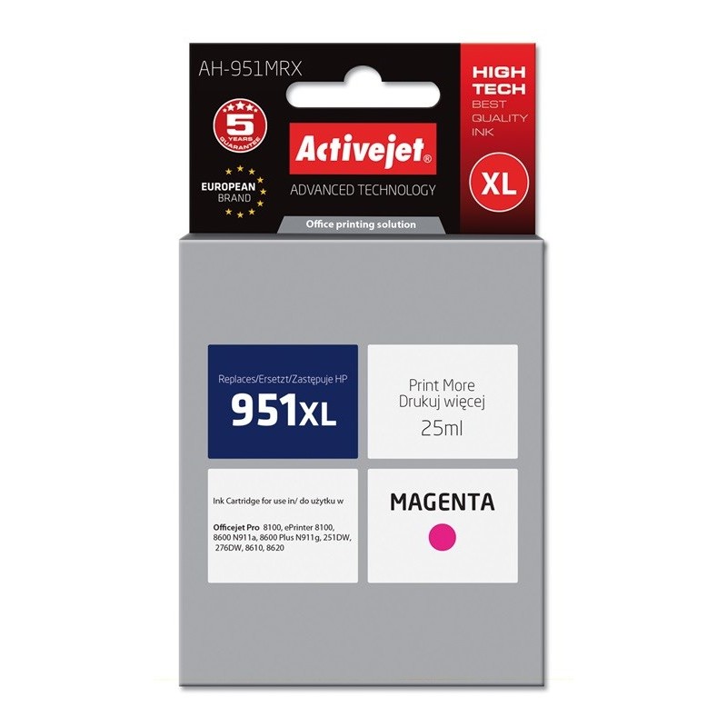 Activejet AH-951MRX Ink Cartridge (replacement for HP 951XL CN047AE; Premium; 25 ml; magenta)