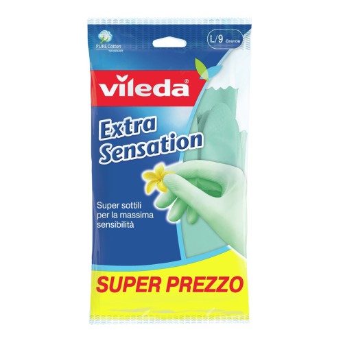 Vileda Extra Sensation Household gloves Green Cotton, Latex 1 pc(s) Vileda Extra Sensation Household gloves Green Cotton, Latex 1 pc(s)