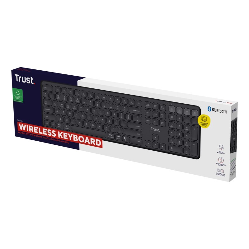 Trust Vaiya keyboard Universal USB + RF Wireless + Bluetooth US English Black Trust Vaiya keyboard Universal USB + RF Wireless + Bluetooth US English Black