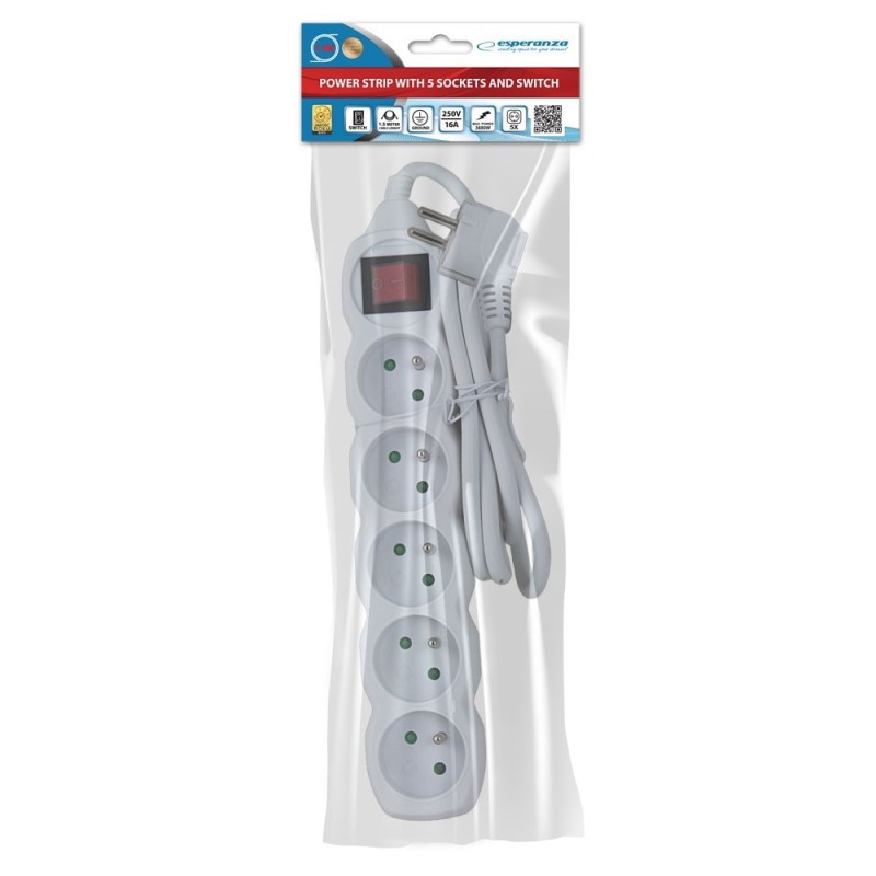 Esperanza ELK214W Power strip 5GN/1.5M White Esperanza ELK214W Power strip 5GN/1.5M White