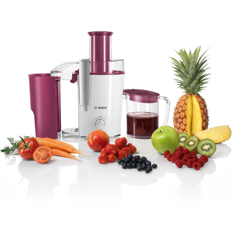 Bosch MES25C0 juice maker Centrifugal juicer 700 W Cherry (fruit), Transparent, White