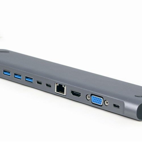 Gembird A-CM-COMBO9-01 USB Type-C 9-in-1 multi-port adapter (USB hub + HDMI + VGA + PD + card reader + LAN + 3.5 mm audio), space grey
