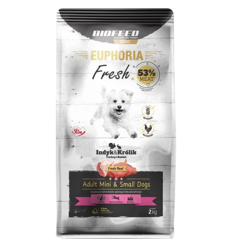 BIOFEED Euphoria Fresh Adult Mini & Small Turkey with rabbit - dry dog food - 2kg BIOFEED Euphoria Fresh Adult Mini & Small Turkey with rabbit - dry dog food - 2kg