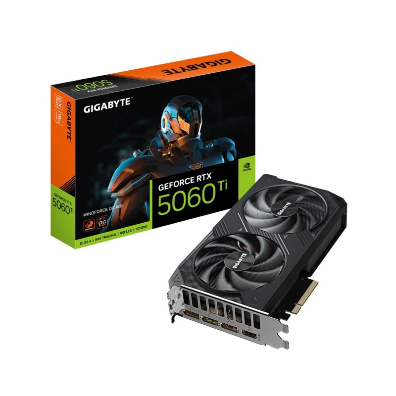 GIGABYTE GeForce RTX 5060 Ti WINDFORCE OC 16G Graphics Card - 16GB GDDR7, 128bit, PCI-E 5.0, 2587MHz Core Clock, 3 x DisplayPort, 1 x HDMI, GV-N506TWF2OC-16GD GIGABYTE GeForce RTX 5060 Ti WINDFORCE OC 16G Graphics Card - 16GB GDDR7, 128bit, PCI-E 5.0, 2587MHz Core Clock, 3 x DisplayPort, 1 x HDMI, GV-N506TWF2OC-16GD