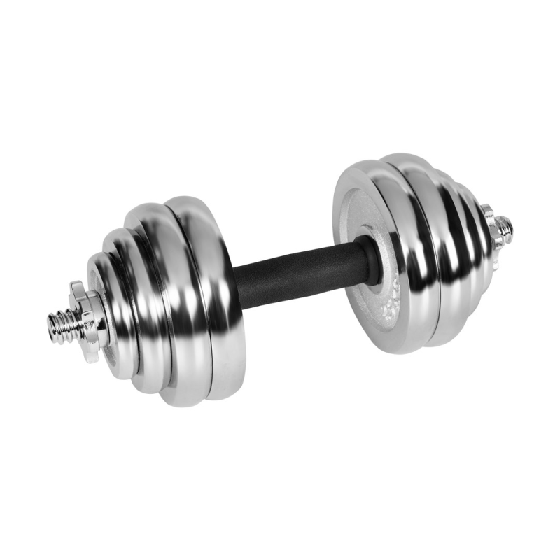 REBEL ACTIVE Chrome Adjustable Dumbbells in a Case 30 kg with Barbell