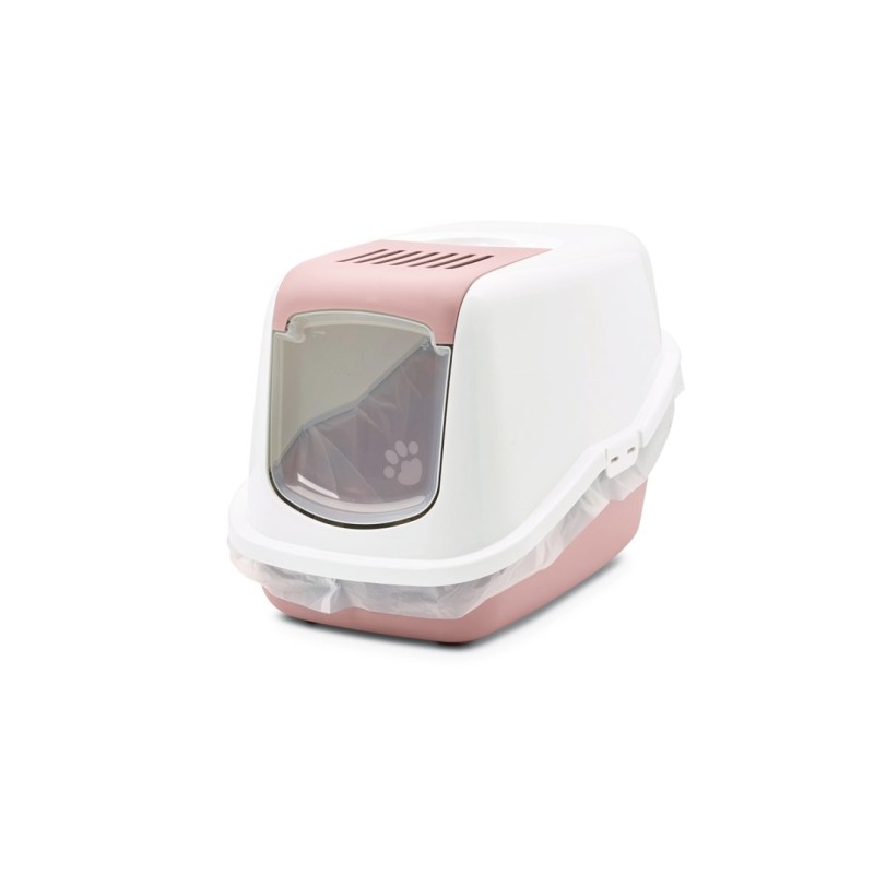 SAVIC Nestor White-Pink - Covered Cat Litter Box - 56x39x38.5 cm - 1 pc SAVIC Nestor White-Pink - Covered Cat Litter Box - 56x39x38.5 cm - 1 pc