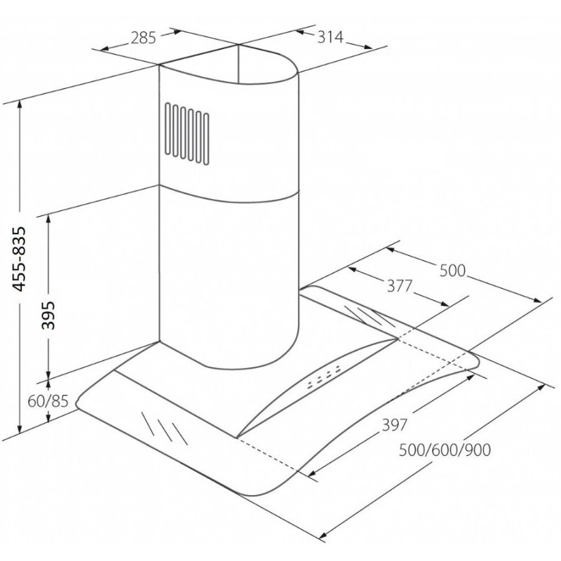 Chimney Hood Akpo WK-4 Largo Eco 60 Wall-mounted Black Chimney Hood Akpo WK-4 Largo Eco 60 Wall-mounted Black