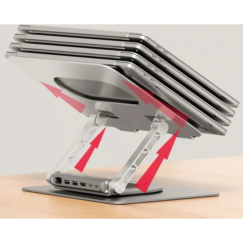 Adjustable laptop stand + USB-C HDMI hub Unitek D1109B01 PD 100W Adjustable laptop stand + USB-C HDMI hub Unitek D1109B01 PD 100W