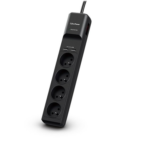 CyberPower Tracer III P0420SUD0-FR surge protector Black 4 AC outlet(s) 200 - 250 V 1.8 m CyberPower Tracer III P0420SUD0-FR surge protector Black 4 AC outlet(s) 200 - 250 V 1.8 m