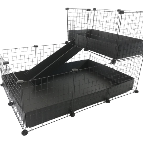 C&C Modular cage 3x2 + Loft 2x1+ black  Ramp C&C Modular cage 3x2 + Loft 2x1+ black  Ramp