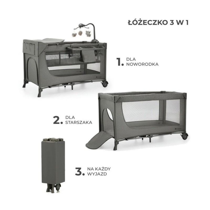 KinderKraft Łóżeczko turystyczne JOY 2 DARK GREY