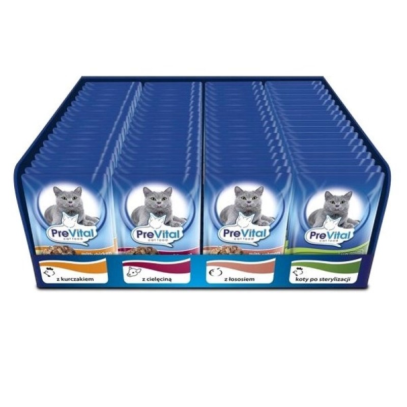 PREVITAL Cat Food Mix 4 Flavors Chicken, Veal, Salmon, Poultry – wet cat food – 96 x 100 g PREVITAL Cat Food Mix 4 Flavors Chicken, Veal, Salmon, Poultry – wet cat food – 96 x 100 g