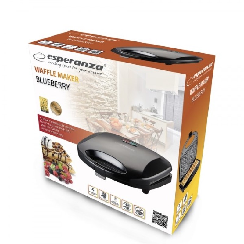 Esperanza EKT008 waffle iron 2 waffle(s) 1000 W Black Esperanza EKT008 waffle iron 2 waffle(s) 1000 W Black