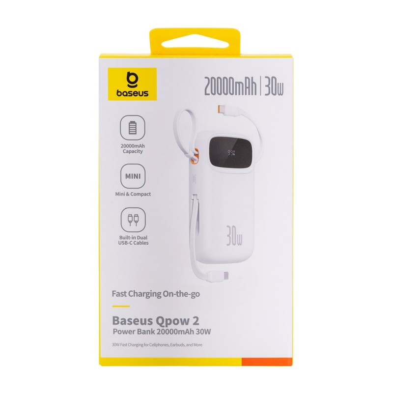 Baseus QPow2 Lithium Polymer (LiPo) 20000 mAh White Baseus QPow2 Lithium Polymer (LiPo) 20000 mAh White