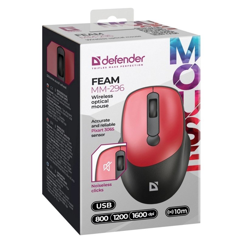 MOUSE DEFENDER FEAM MM-296 RF SILENT RED MOUSE DEFENDER FEAM MM-296 RF SILENT RED