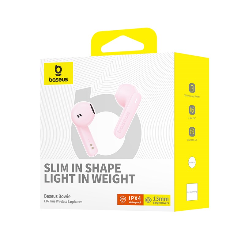 Baseus Bowie E16 Headset True Wireless Earphones In-ear Calls/Music USB Type-C Bluetooth Pink Baseus Bowie E16 Headset True Wireless Earphones In-ear Calls/Music USB Type-C Bluetooth Pink