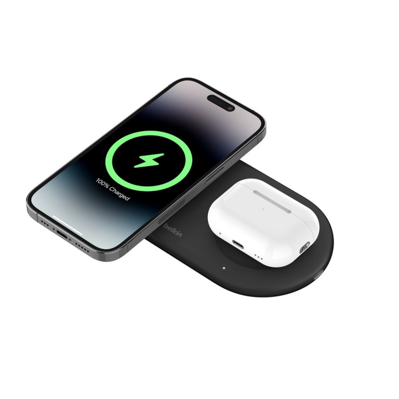 Belkin WIZ021VFBK - 2-in-1 wireless charging pad with Qi2 technology 15 W, black Belkin WIZ021VFBK - 2-in-1 wireless charging pad with Qi2 technology 15 W, black