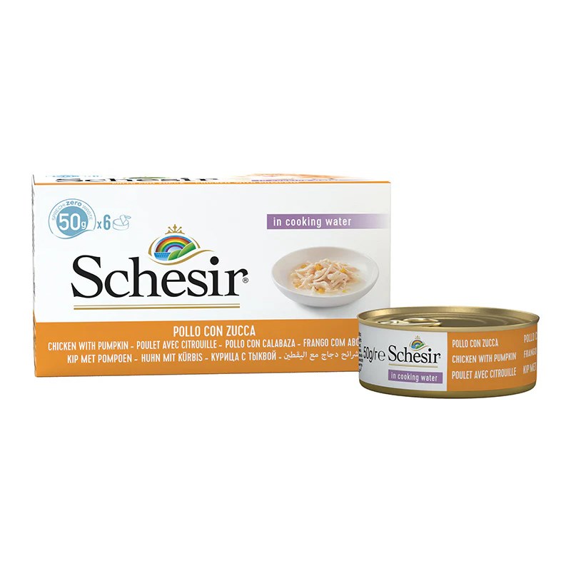 SCHESIR Chicken fillets with pumpkin in broth - wet cat food - 6x50g