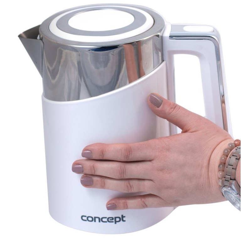 Concept RK3170 electric kettle 1.7 L 2200 W Stainless steel, White Concept RK3170 electric kettle 1.7 L 2200 W Stainless steel, White