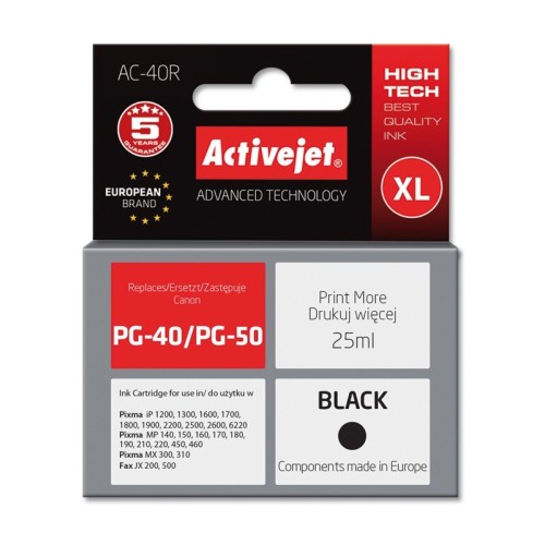 Activejet AC-40R Ink cartridge (replacement for Canon PG-40; Premium; 25 ml; black)