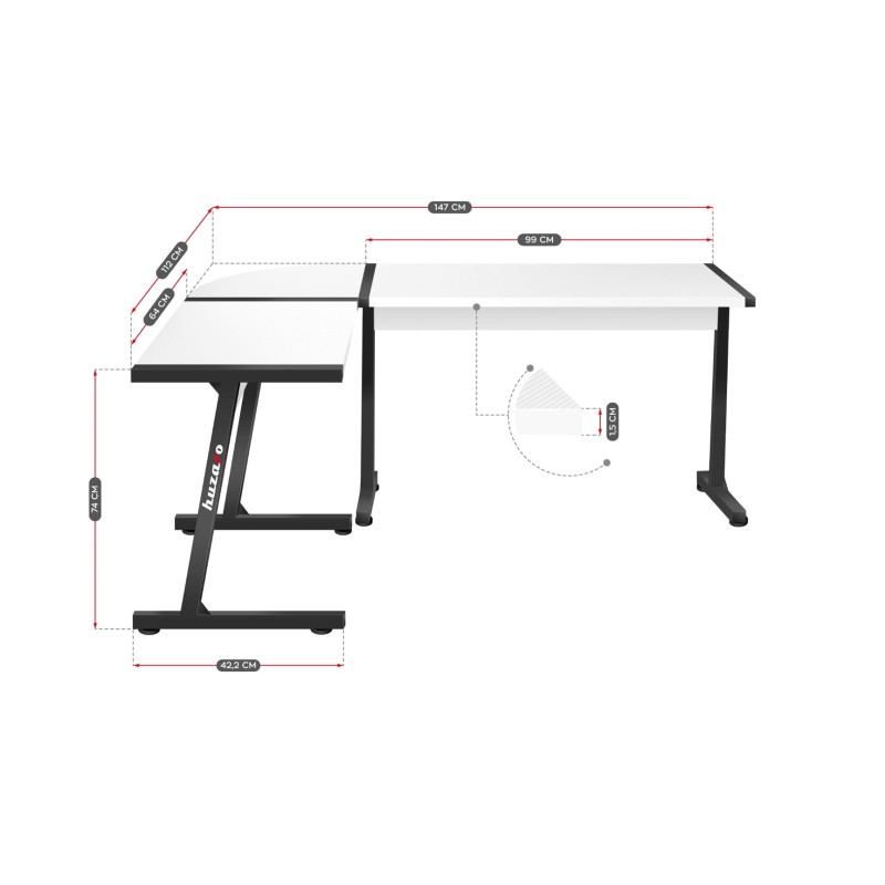 GAMING DESK HUZARO HERO 6.0 WHITE GAMING DESK HUZARO HERO 6.0 WHITE