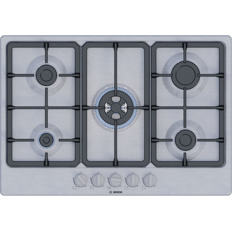 Bosch Serie 4 PGQ7B5K90 hob Stainless steel Built-in 75 cm Gas 5 zone(s) Bosch Serie 4 PGQ7B5K90 hob Stainless steel Built-in 75 cm Gas 5 zone(s)