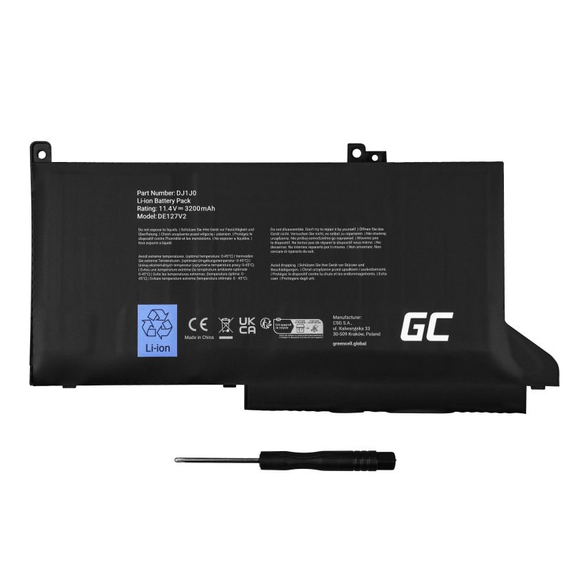 Green Cell DE127V2 Dell laptop battery 11,4V 2700mAh Green Cell DE127V2 Dell laptop battery 11,4V 2700mAh