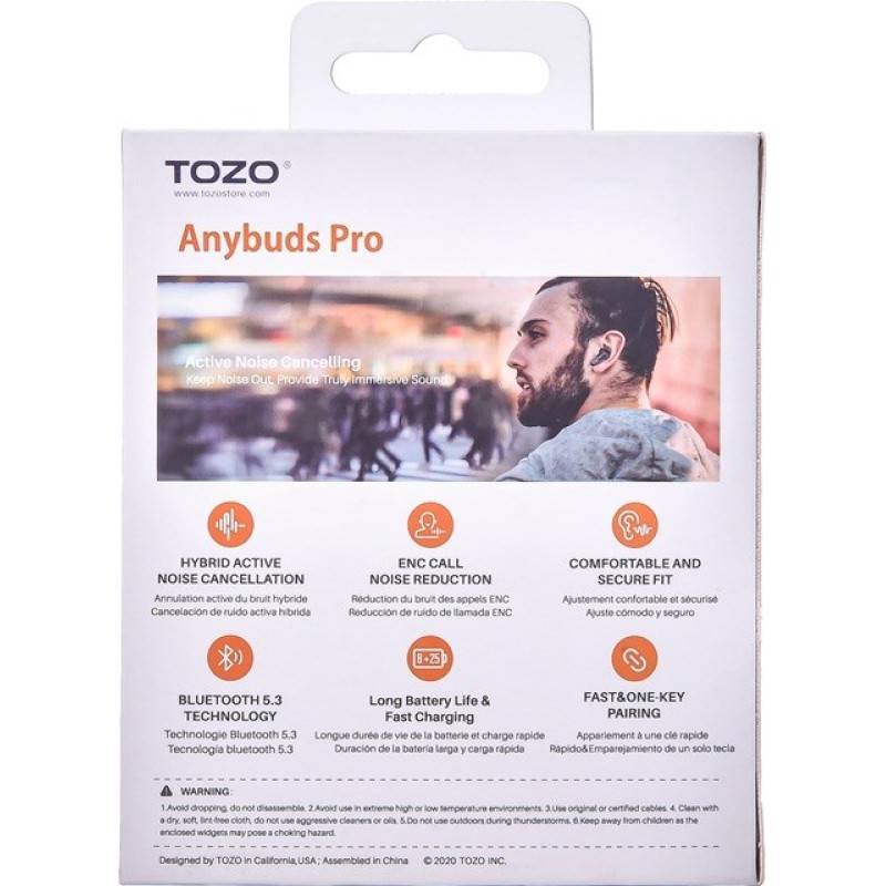 TOZO Anybuds Pro True Wireless Stereo (TWS) In-Ear USB Type-C Bluetooth Headset Black TOZO Anybuds Pro True Wireless Stereo (TWS) In-Ear USB Type-C Bluetooth Headset Black