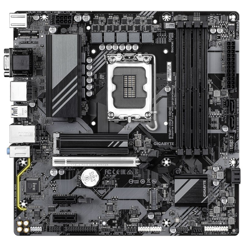 GIGABYTE B760M DS3H GEN5 Motherboard - Supports Intel Core 14th Gen CPUs, 6+2+1 Phases Digital VRM, up to 5600MHz DDR5, 2xPCIe 4.0 M.2, 2.5GbE LAN, USB 3.2 Gen2