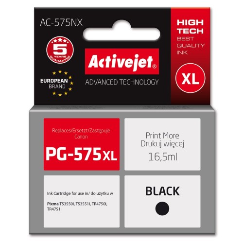 Activejet AC-575NX Ink for Canon printer, replacement Canon PG-575XL; Supreme; 16,5 ml; black Activejet AC-575NX Ink for Canon printer, replacement Canon PG-575XL; Supreme; 16,5 ml; black