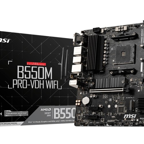 MSI B550M PRO-VDH WIFI motherboard AMD B550 Socket AM4 micro ATX