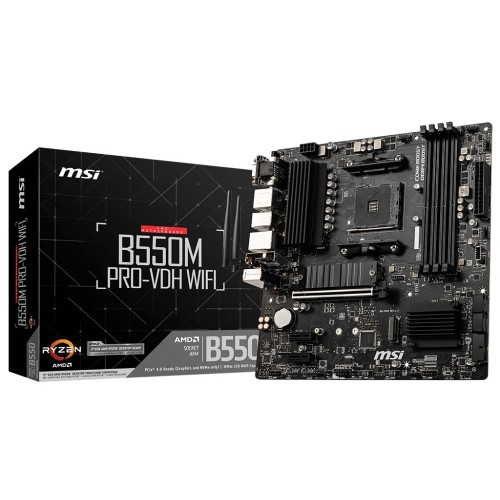 MSI B550M PRO-VDH WIFI motherboard AMD B550 Socket AM4 micro ATX MSI B550M PRO-VDH WIFI motherboard AMD B550 Socket AM4 micro ATX
