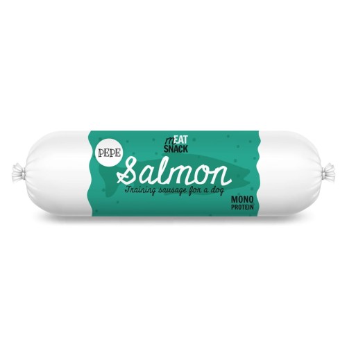 PAKA ZWIERZAKA Pepe Sausage Salmon - dog treat - 200g PAKA ZWIERZAKA Pepe Sausage Salmon - dog treat - 200g