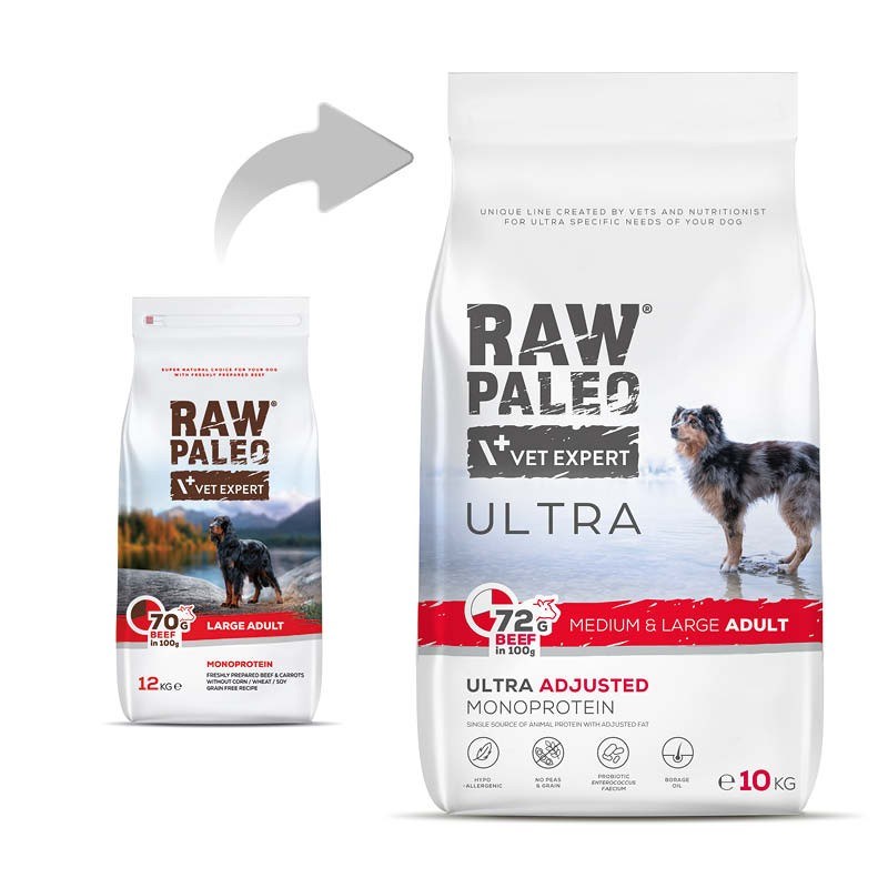 RAW PALEO Ultra Medium&Large Adult Beef - dry dog food - 10 kg RAW PALEO Ultra Medium&Large Adult Beef - dry dog food - 10 kg