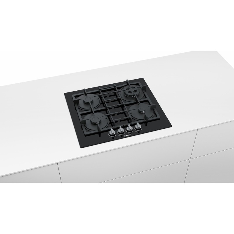Bosch Serie 4 PNP6B6B90 hob Black Built-in 60 cm Gas 4 zone(s) Bosch Serie 4 PNP6B6B90 hob Black Built-in 60 cm Gas 4 zone(s)