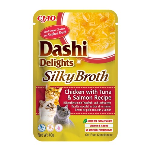 INABA CAT Dashi Delights Silky Broth Chicken with Tuna & Salmon - cat treat - 40g INABA CAT Dashi Delights Silky Broth Chicken with Tuna & Salmon - cat treat - 40g