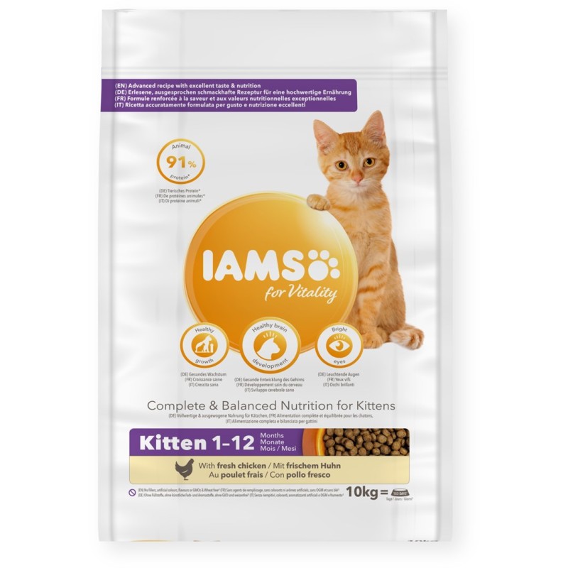 IAMS for Vitality Kitten Fresh chicken - dry cat food - 10kg IAMS for Vitality Kitten Fresh chicken - dry cat food - 10kg
