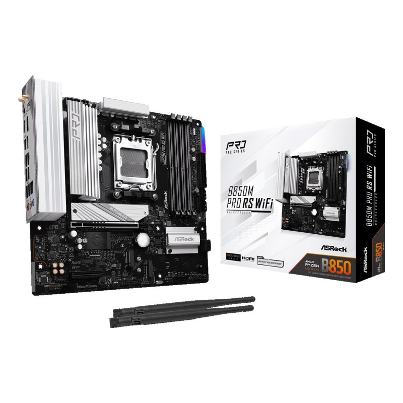 Asrock B850M Pro RS WiFi AMD B850 Socket AM5 micro ATX Asrock B850M Pro RS WiFi AMD B850 Socket AM5 micro ATX