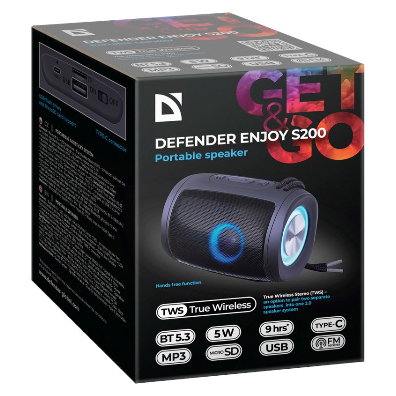BLUETOOTH SPEAKER DEFENDER S200 5W BLACK BLUETOOTH SPEAKER DEFENDER S200 5W BLACK