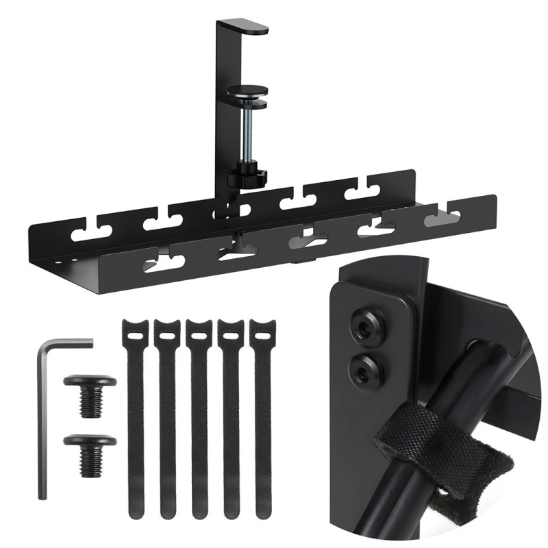 Maclean under-desk cable organizer, max load 5kg, black, MC-105 B