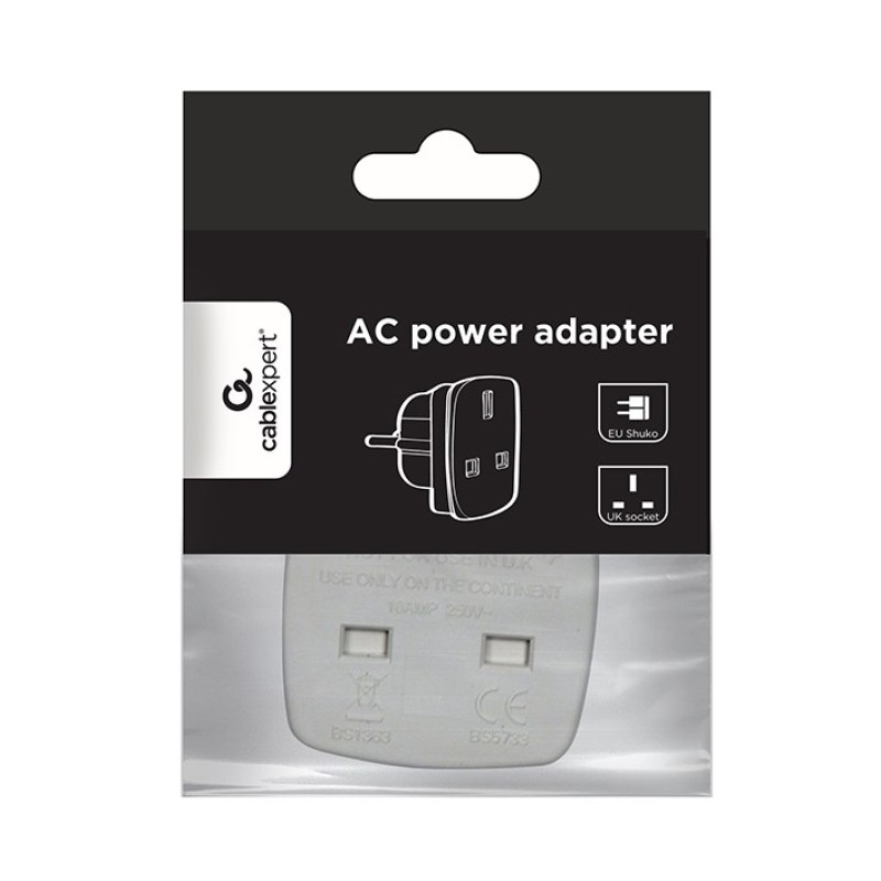 Gembird A-AC-UKEU-001 power plug adapter Type G (UK) Type F White Gembird A-AC-UKEU-001 power plug adapter Type G (UK) Type F White