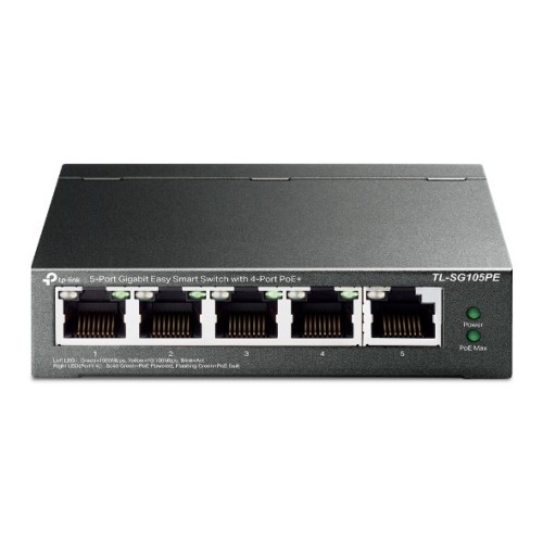 TP-Link 5-Port Gigabit Easy Smart PoE Switch with 4-Port PoE+ TP-Link 5-Port Gigabit Easy Smart PoE Switch with 4-Port PoE+