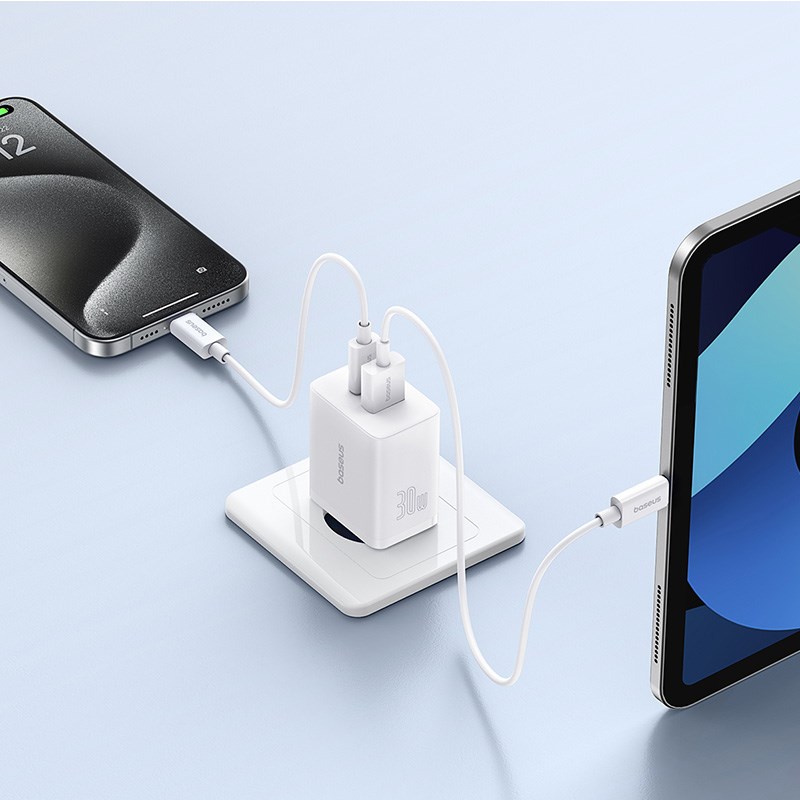 Baseus P10111404213-00 Cube USB-C / USB-A 30W mains charger White Baseus P10111404213-00 Cube USB-C / USB-A 30W mains charger White