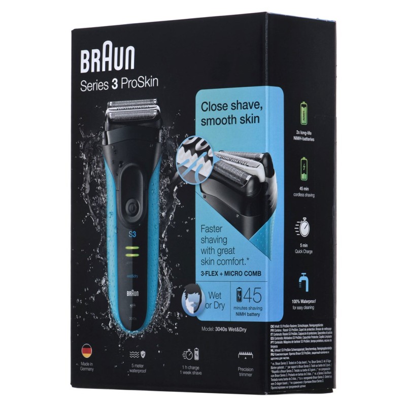 Braun Series 3 3040s Foil shaver Trimmer Black, Blue Braun Series 3 3040s Foil shaver Trimmer Black, Blue